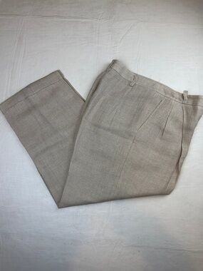 Ellen Tracy Tailored Tan Linen Blend Dress Pants Pleated Front Size Size 10P